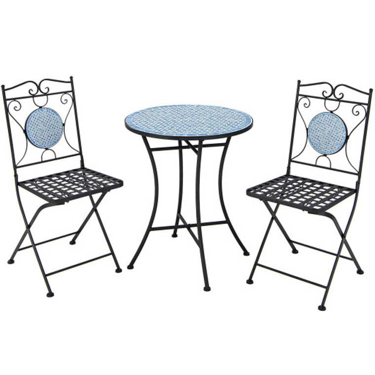 3 Pieces Patio Bistro Set Outdoor Furniture Mosaic Table Chairs NP10650
