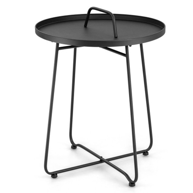 Outdoor Metal Patio End Side Table Weather Resistant With Handle NP10652