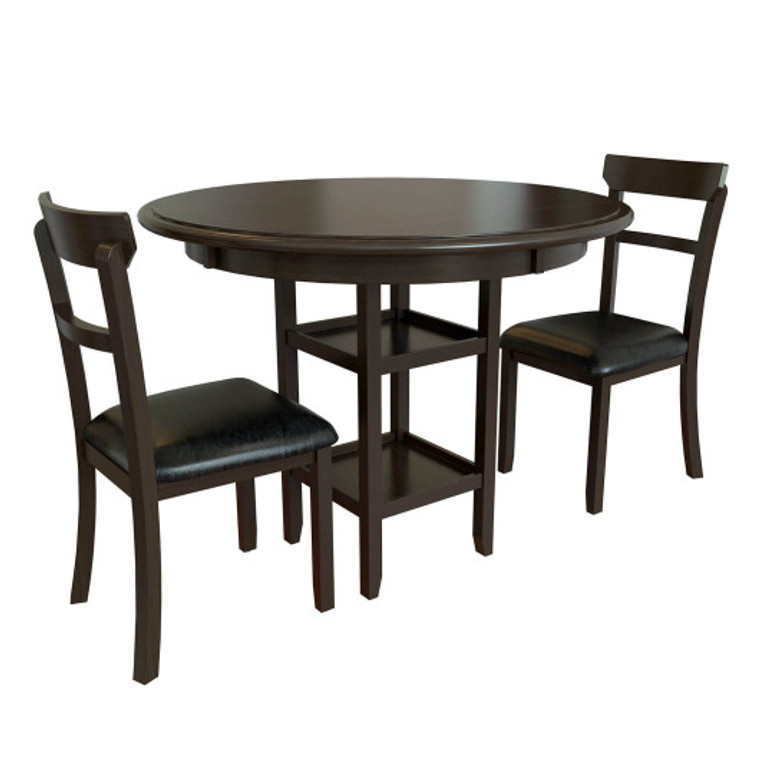 3 Pieces Dining Set With Counter Height Round Dining Table And 2 Upholstered Chairs KC53574ES+KC53575ES