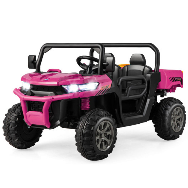 2-Seater Kids Ride On Dump Truck With Dump Bed And Shovel-Pink TQ10119US-MH