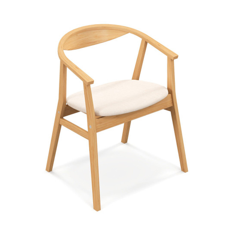 Bamboo Accent Chair With Armrest And Curved Backrest-Natural JV10764NA