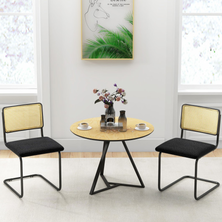 2 Pieces Mid-Century Modern Dining Chair With Cantilever Design-Black KC55390DK-2