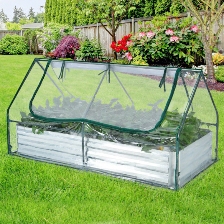 6 X 3 X 3 Feet Galvanized Raised Garden Bed With Greenhouse GT3932