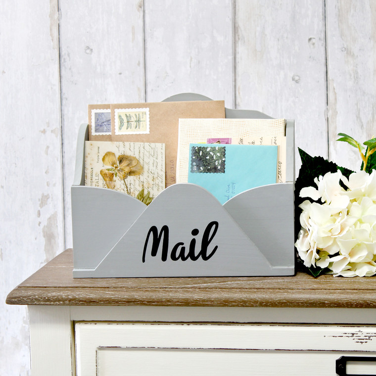 Elegant Designs Homewood Farmhouse Wooden Decorative Envelope Shaped Desktop Letter Holder - Gray HG2020-GRY