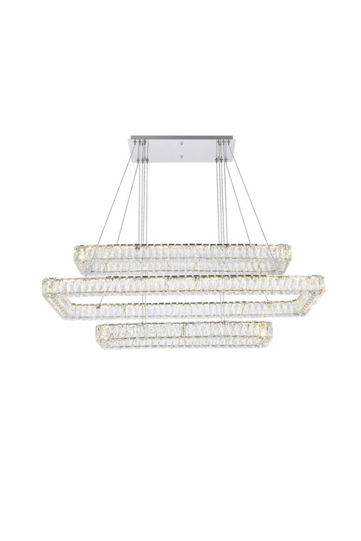 Elegant Monroe 50 Inch Led Triple Rectangle Pendant In Chrome 3504G50L3C