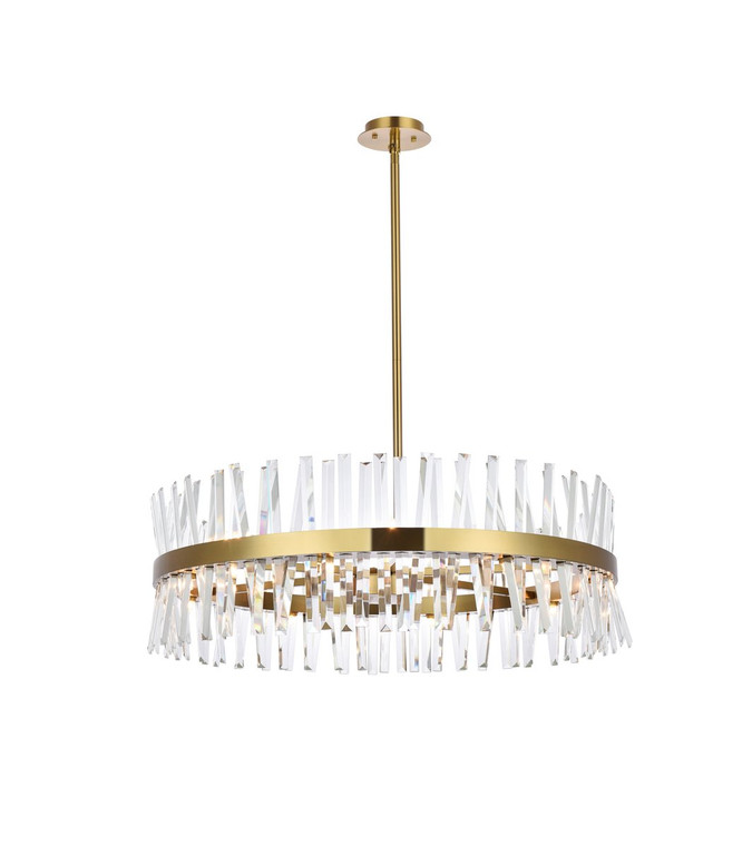 Elegant Serephina 36 Inch Crystal Round Chandelier Light In Satin Gold 6200D36SG