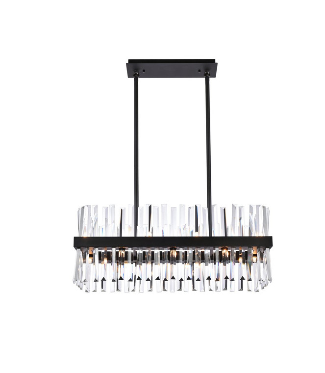 Elegant Serephina 30 Inch Crystal Rectangle Chandelier Light In Black 6200G30BK