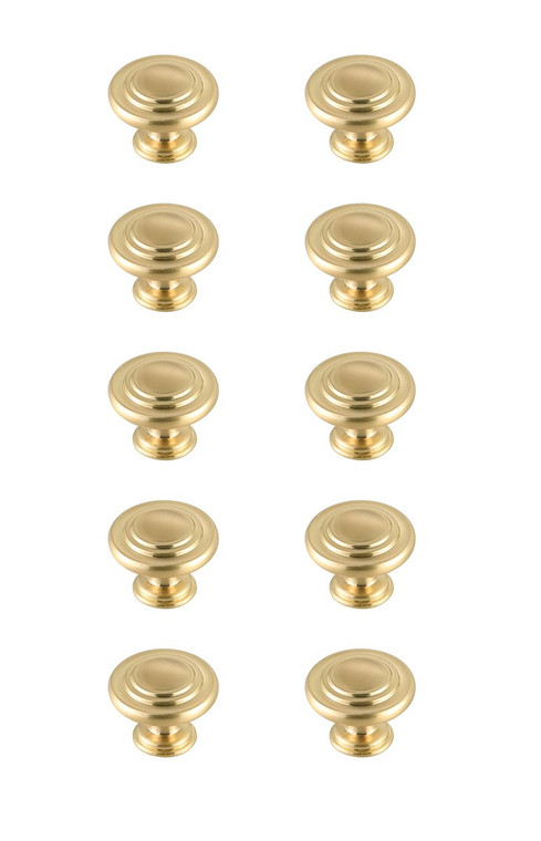 Elegant Minu 1.3" Diameter Brushed Gold Mushroom Knob Multipack (Set Of 10) KB2006-GD-10PK