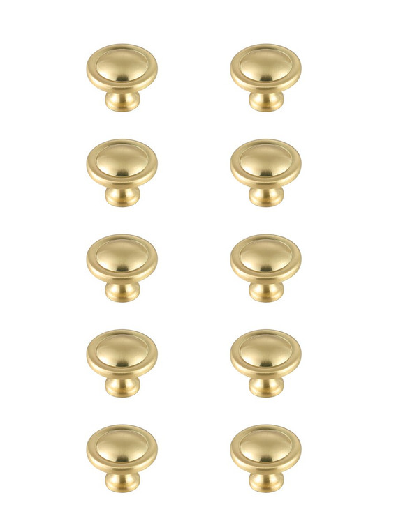 Elegant Garlande 1.2" Diameter Brushed Gold Mushroom Knob Multipack (Set Of 10) KB2007-GD-10PK
