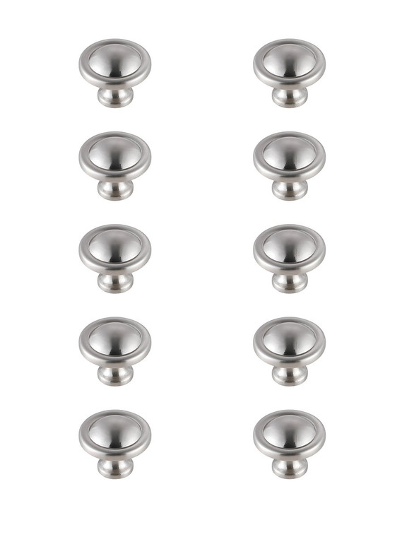 Elegant Garlande 1.2" Diameter Brushed Nickel Mushroom Knob Multipack (Set Of 10) KB2007-NK-10PK