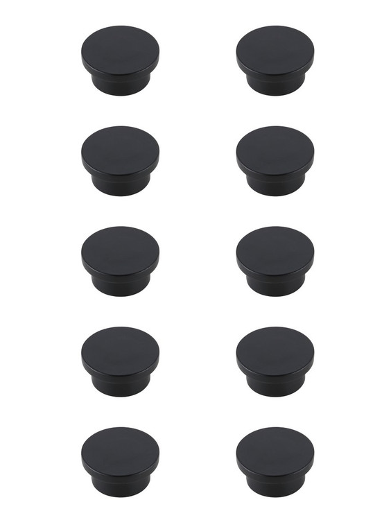 Elegant Trovon 1.6" Diameter Matte Black Oversize Round Knob Multipack (Set Of 10) KB2009-MB-10PK