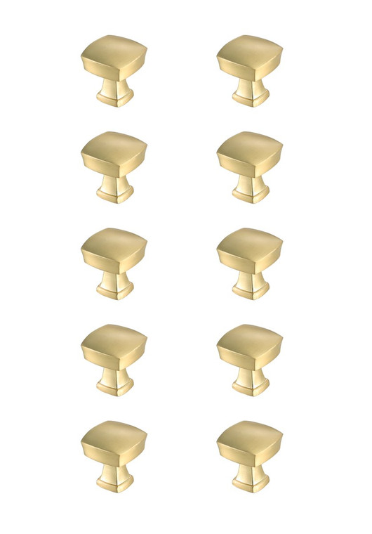 Elegant Irvin 1.3" Brushed Gold Square Knob Multipack (Set Of 10) KB2022-GD-10PK