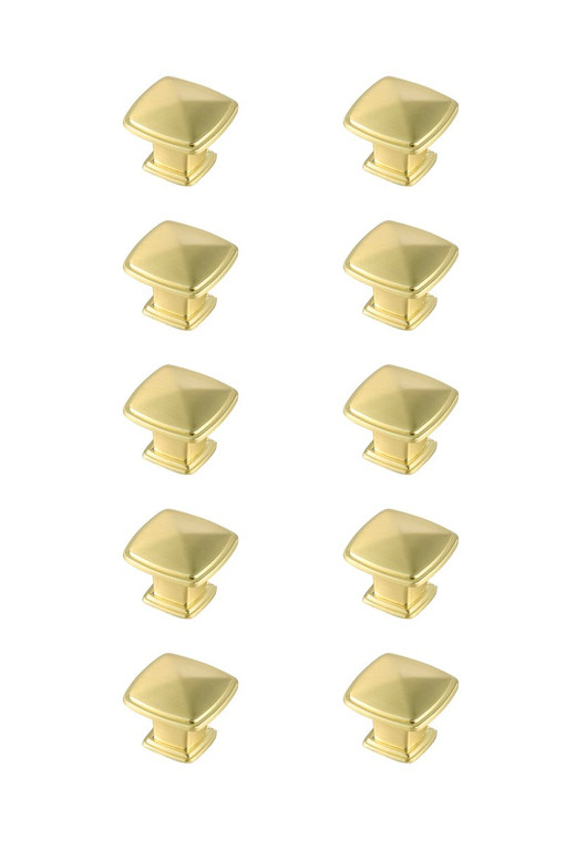 Elegant Marcel 1.2" Brushed Gold Square Knob Multipack (Set Of 10) KB2023-GD-10PK