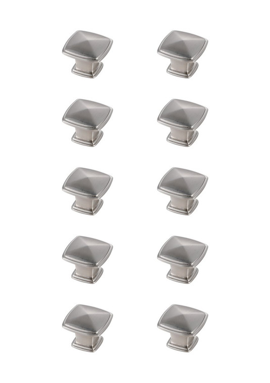 Elegant Marcel 1.2" Brushed Nickel Square Knob Multipack (Set Of 10) KB2023-NK-10PK