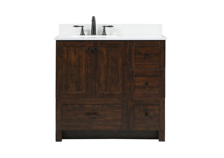 Elegant 36 Inch Single Bathroom Vanity In Expresso With Backsplash VF2836EX-BS