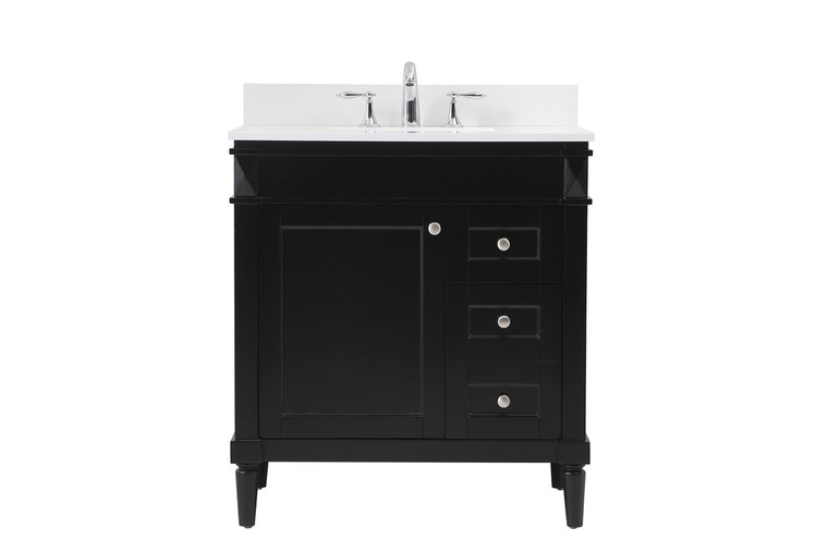 Elegant 32 Inch Single Bathroom Vanity In Black With Backsplash VF31832BK-BS