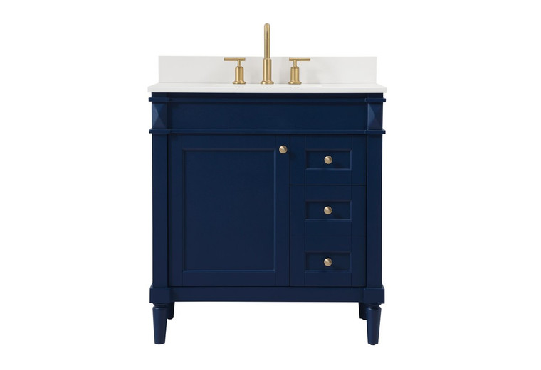Elegant 32 Inch Single Bathroom Vanity In Blue With Backsplash VF31832BL-BS