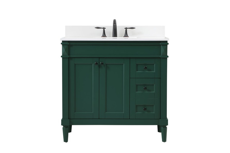 Elegant 36 Inch Single Bathroom Vanity In Green With Backsplash VF31836GN-BS