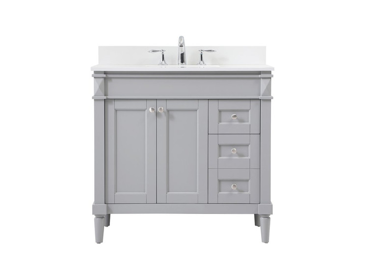 Elegant 36 Inch Single Bathroom Vanity In Grey With Backsplash VF31836GR-BS