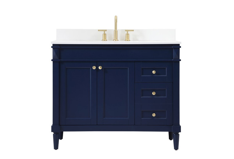 Elegant 42 Inch Single Bathroom Vanity In Blue With Backsplash VF31842BL-BS