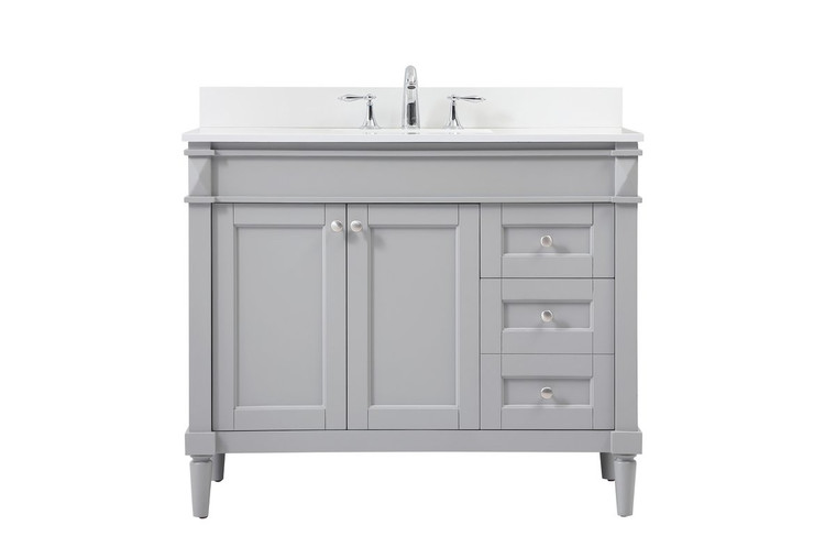 Elegant 42 Inch Single Bathroom Vanity In Grey With Backsplash VF31842GR-BS