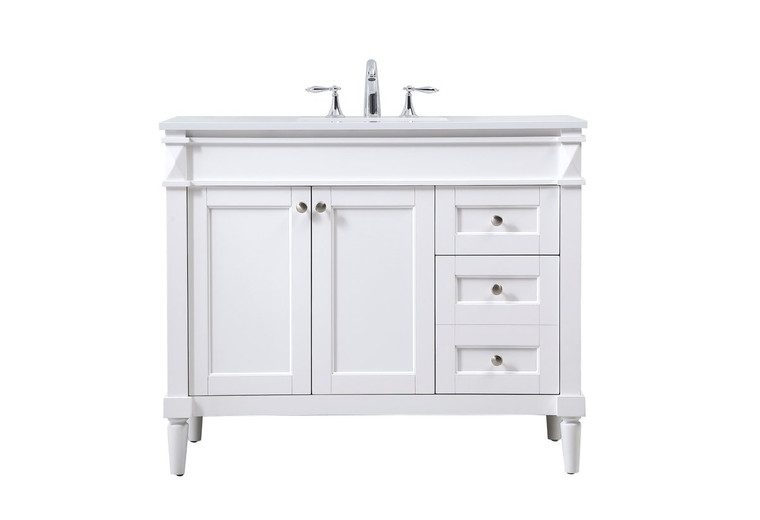 Elegant 42 Inch Single Bathroom Vanity In White VF31842WH