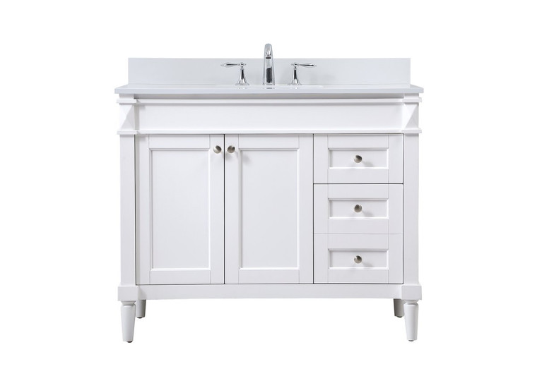 Elegant 42 Inch Single Bathroom Vanity In White With Backsplash VF31842WH-BS