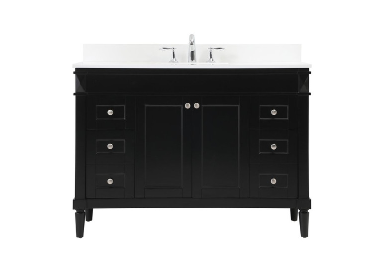 Elegant 48 Inch Single Bathroom Vanity In Black With Backsplash VF31848BK-BS