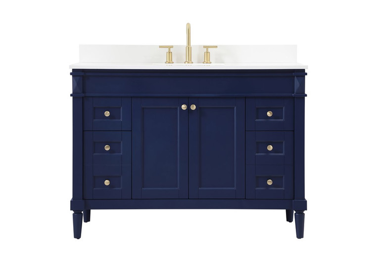 Elegant 48 Inch Single Bathroom Vanity In Blue With Backsplash VF31848BL-BS
