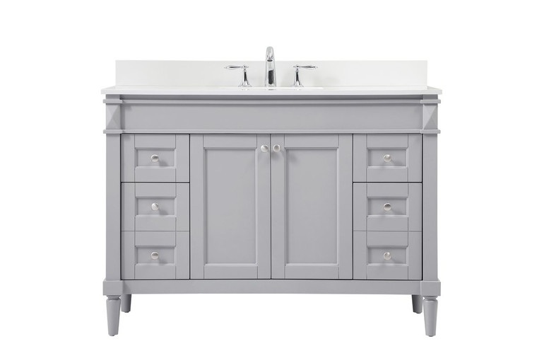 Elegant 48 Inch Single Bathroom Vanity In Grey With Backsplash VF31848GR-BS