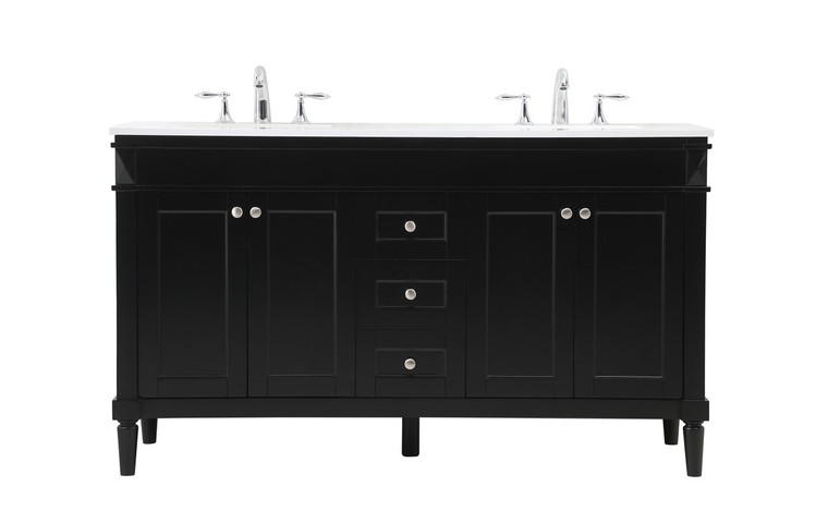 Elegant 60 Inch Double Bathroom Vanity In Black VF31860DBK