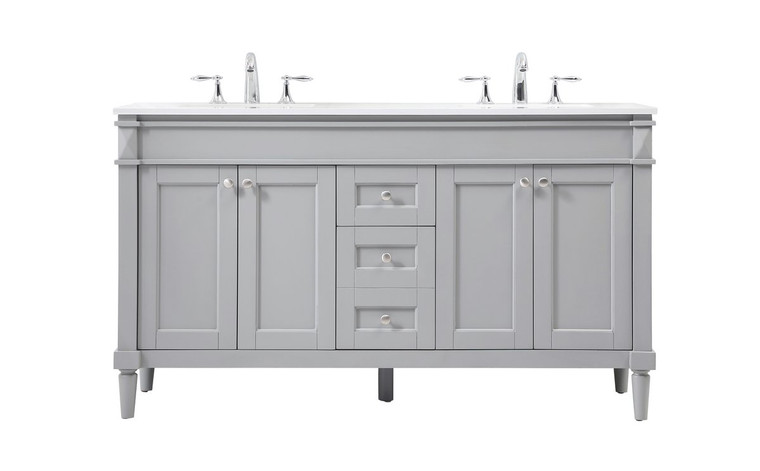 Elegant 60 Inch Double Bathroom Vanity In Grey VF31860DGR