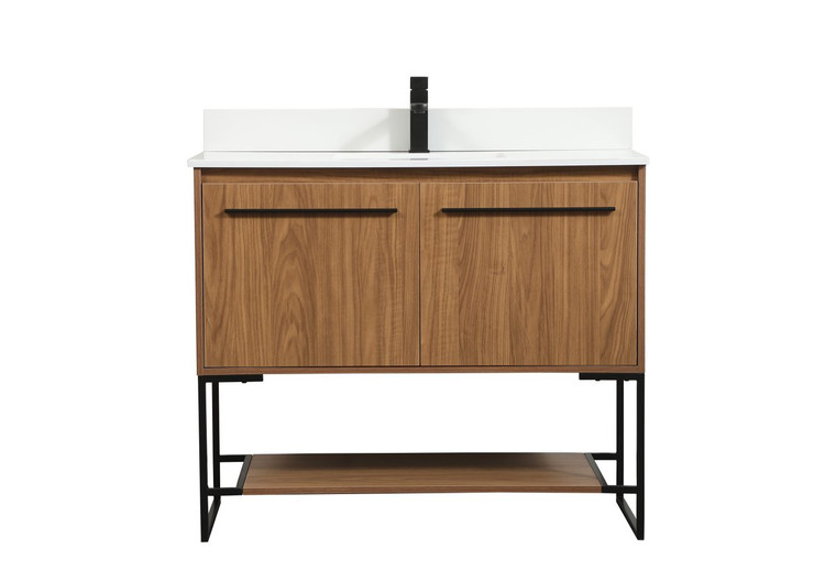 Elegant 40 Inch Single Bathroom Vanity In Walnut Brown With Backsplash VF42540WB-BS