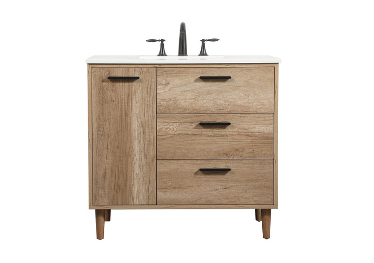 Elegant 36 Inch Single Bathroom Vanity In Natural Oak VF47036NT