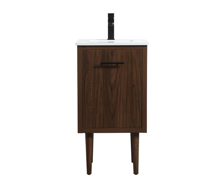 Elegant 18 Inch Single Bathroom Vanity In Walnut VF48018MWT