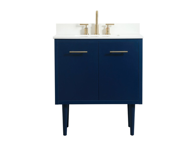 Elegant 30 Inch Single Bathroom Vanity In Blue With Backsplash VF48030MBL-BS