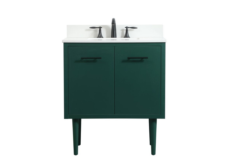 Elegant 30 Inch Single Bathroom Vanity In Green With Backsplash VF48030MGN-BS