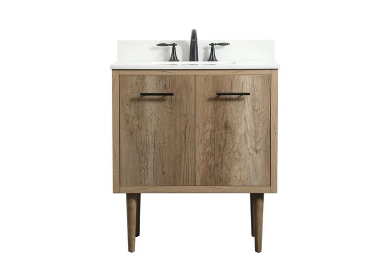 Elegant 30 Inch Single Bathroom Vanity In Natural Oak With Backsplash VF48030NT-BS