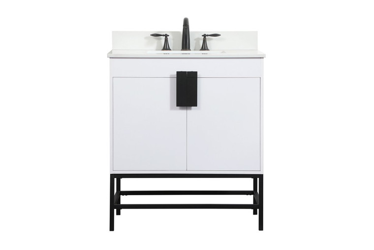 Elegant 30 Inch Single Bathroom Vanity In White With Backsplash VF48830MWH-BS