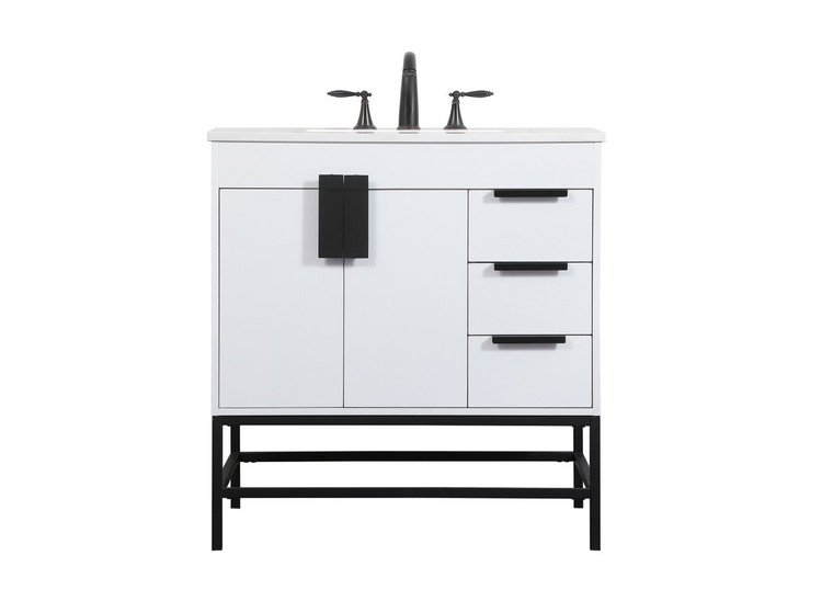 Elegant 32 Inch Single Bathroom Vanity In White VF48832MWH