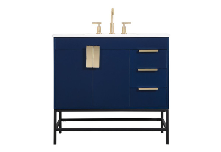 Elegant 36 Inch Single Bathroom Vanity In Blue VF48836MBL