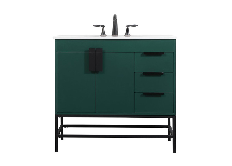 Elegant 36 Inch Single Bathroom Vanity In Green VF48836MGN