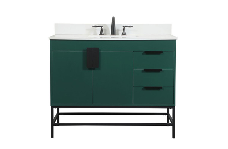 Elegant 42 Inch Single Bathroom Vanity In Green With Backsplash VF48842MGN-BS
