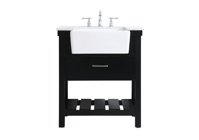 Elegant 30 Inch Single Bathroom Vanity In Black VF60130BK