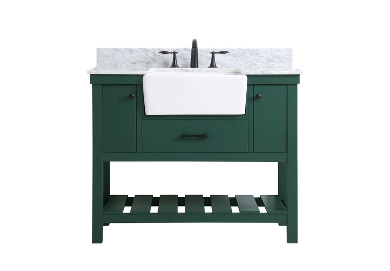Elegant 42 Inch Single Bathroom Vanity In Green With Backsplash VF60142GN-BS