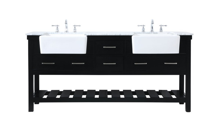 Elegant 72 Inch Double Bathroom Vanity In Black VF60172DBK