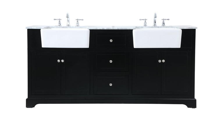Elegant 72 Inch Double Bathroom Vanity In Black VF60272DBK