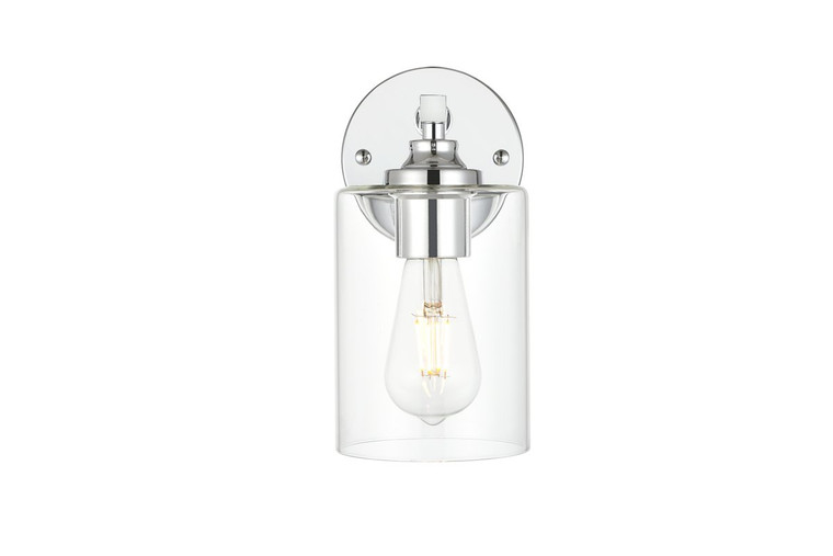 Elegant Mayson 1 Light Chrome And Clear Bath Sconce LD7315W5CH