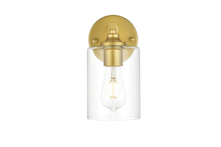 Elegant Mayson 1 Light Brass And Clear Bath Sconce LD7315W5BRA