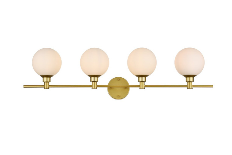 Elegant Cordelia 4 Light Brass And Frosted White Bath Sconce LD7317W38BRA